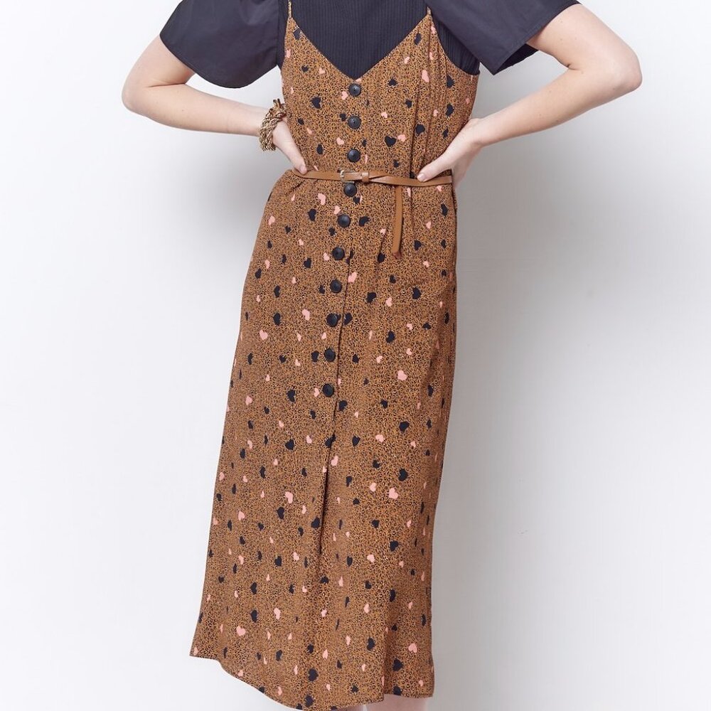 COREY LYNN CALTER Dita Button Front Slip Dress